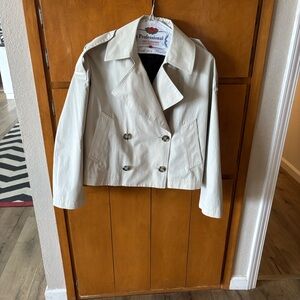 Massimo Dutti Off-White Double-Breasted Pea Coat